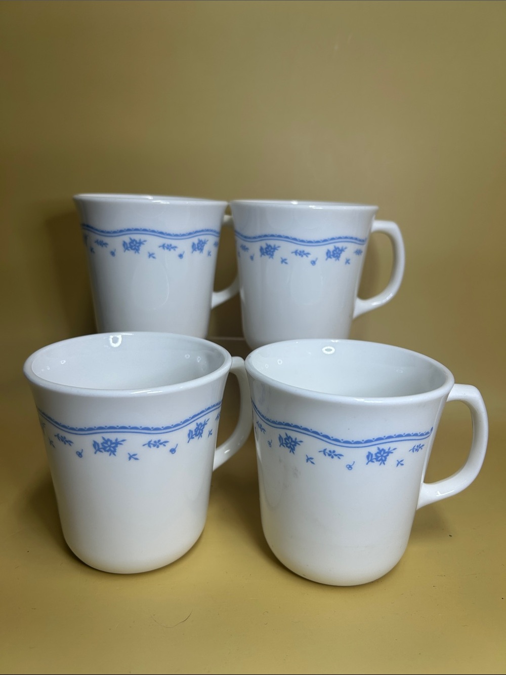 Vintage Corning Corelle Morning Blue Coffee Cup Mug 4 pcs